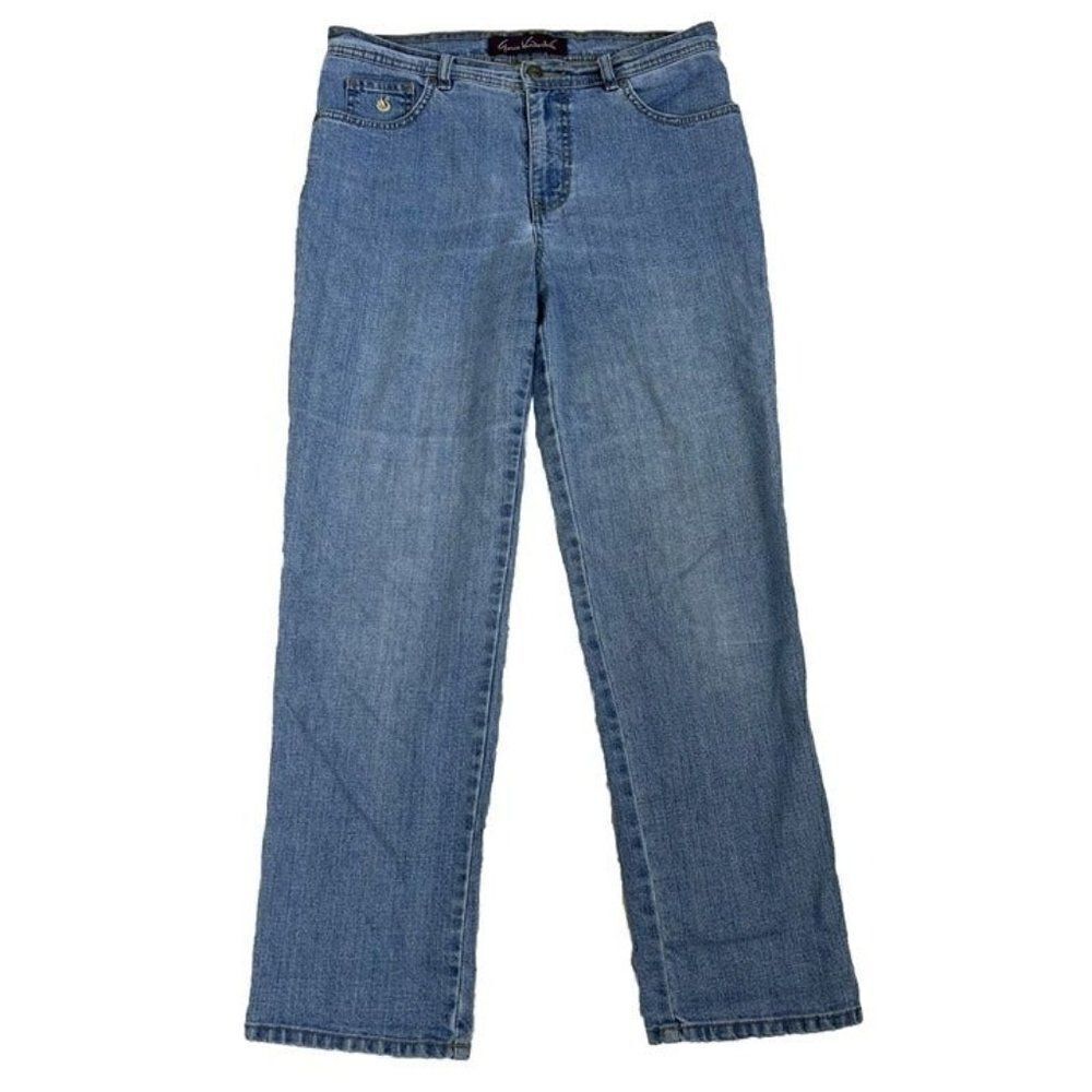 Gloria Vanderbilt Amanda 10 Petite Women's Denim Jeans Blue Taped Light Wash